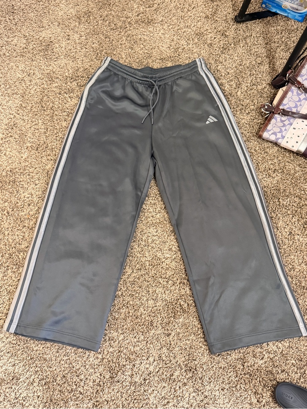 adidas Gray Jogger Pants with White Side Stripes